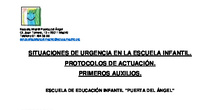 SITUACIONES DE URGENCIA EN LA ESCUELA INFANTIL 0-3 AÑOS