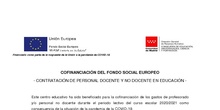 COFINANCIACIÓN DEL FONDO SOCIAL EUROPEO - CONTRATACIÓN DE PERSONAL DOCENTE Y NO DOCENTE EN EDUCACIÓN -