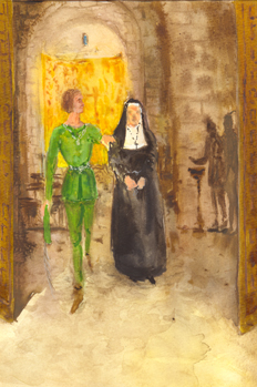 Celestina y Calisto en la Iglesia