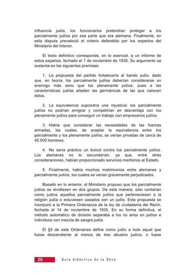 Página 20 de la Guía Didáctica de la Shoá