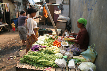 Puesto de verduras, Jakarta, Indonesia