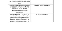 CALENDARIO ADMISION 2022-2023