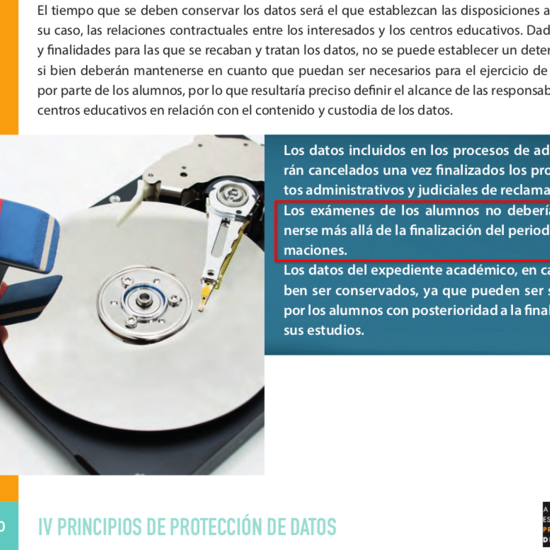Fragmento de la pág.20 de la Guía de Centros Educativos de la AEPD