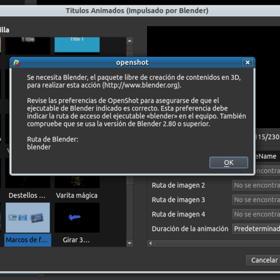 Openshot pide Blender