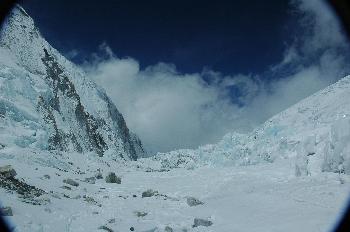 Cascada de hielo del Khumbu, vista desde arriba