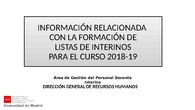 DUDAS FRECUENTES SOBRE FORMACIÓN DE LISTAS PARA EL CURSO 2018-2019