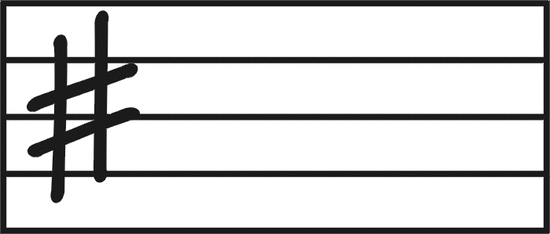 Sostenido (medio tono más alto)