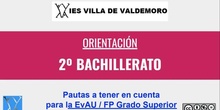Orientación EvAU - Grado Superior para alumnos de 2º Bachillerato y CFGS