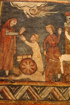 Grabado de milagro de San Nicolás de Bari, Huesca
