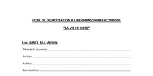 FICHE DE DIDACTISATION D´UNE CHANSON FRANCOPHONE