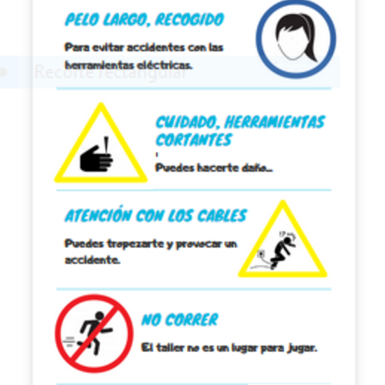 Infografía normas uso del taller de Tecnología