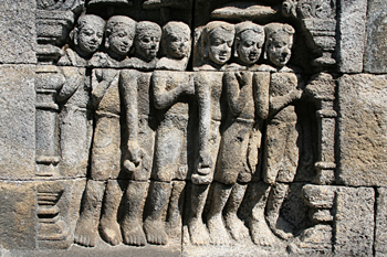 Detalle de relieves, Templo Borobudur, Jogyakarta, Indonesia