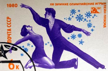 Sello conmemorativo de los Juegos Olímpicos de invierno de Moscú