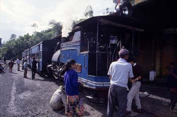 El Tren de Juguete en una parada, Darjeeling, India