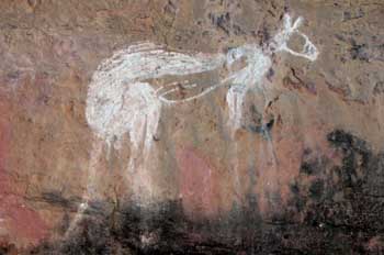 Pintura rupestre de un canguro, Kakadu, Australia