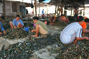 Limpiando mejillones, Jakarta