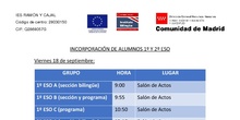 Horario Presentaciones 1º y 2º ESO