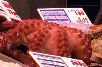 Pulpo en la pescadería