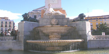 Detalle del monumento a Felipe IV en la plaza de Oriente, Madrid