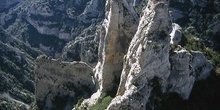 Alpinista en el Barranco de Mascún, Huesca