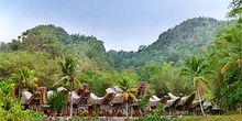 Vista general de poblado Toraja, Sulawesi, Indonesia