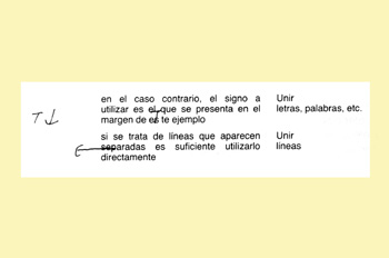 Signo de corrección: unir letras