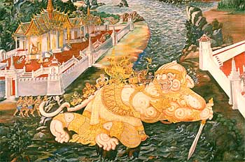 Frescos con escenas mitológicas, Tailandia