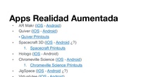 Enlaces de Apps de Realidad Aumentada / Realidad Virtual