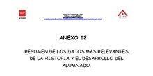 Anexo 12. Resumen de los datos más relevantes de la historia y desarrollo del alumno