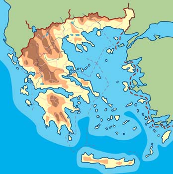 Mapa físico de Grecia