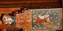 Detalle de pintura en alfarje. Caballero con escudo, Huesca