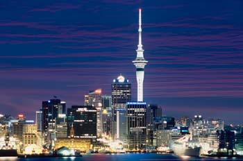 Vista nocturna de Auckland