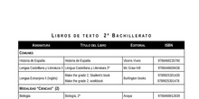 Libros de texto 2º Bachillerato