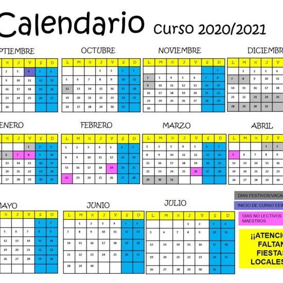 CALENDARIO CURSO 20/21