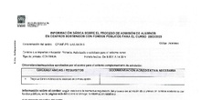 Datos del centro e información básica sobre el proceso de admisión