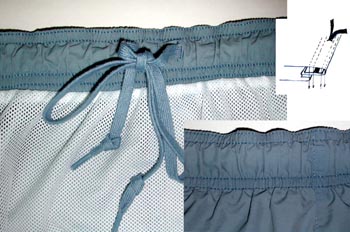 Acabado de cintura con goma y cinta