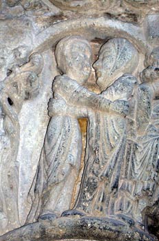 Detalle escultórico de la Iglesia de San Miguel, Estella, Navarr