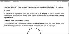 MATEMÁTICAS 5º. LA CIRCUNFERENCIA Y EL CÍRCULO