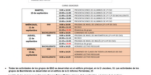 Horario de inicio de curso 24-25