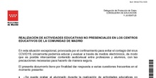 Actividades no presenciales en centros educativos 11 mayo 2020