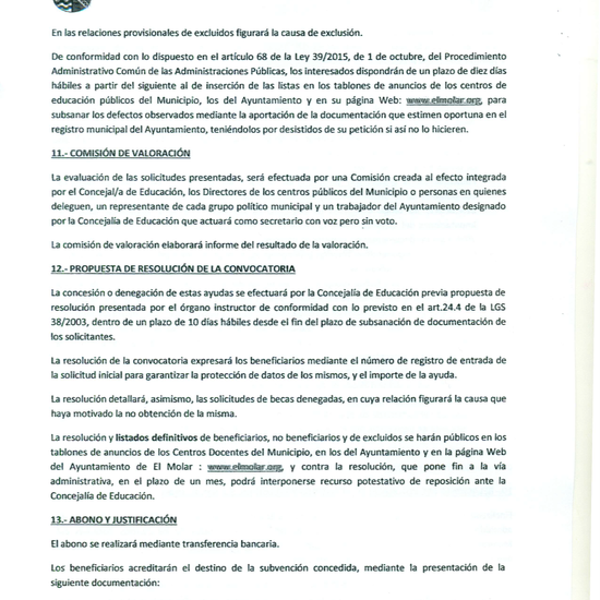 Convocatoria de ayudas económicas, que otorga la Concejalía de Educación del Ayuntamiento de El Molar, para la adquisición de libros de texto para el curso académico 2017-2018 2