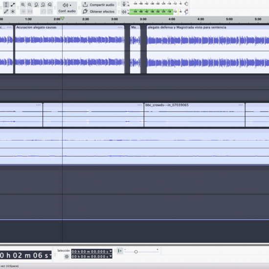 Pantalla Audacity sobre juicio a herramientas multimedia
