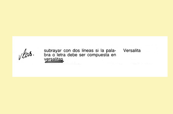 Signo de corrección: versalita