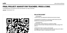 FINAL PROJECT. Kahoot for teachers. Pros & Cons