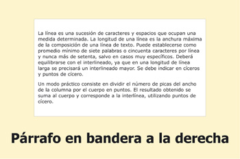 Párrafo en bandera a la derecha
