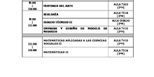 Calendario de exámenes 1ª Evaluación 2º Bachillerato