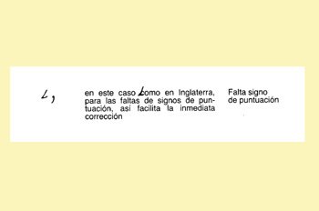 Signo de corrección: falta de signo de puntuación
