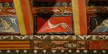 Detalle de pintura en alfarje. Perro, Huesca