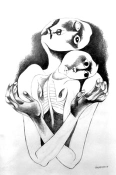 Dibujo de Oswaldo Guayasamín - Cáceres