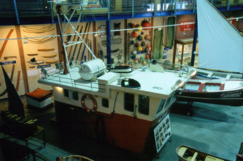 Vista aérea del puente de un barco de pesca, Museo Marítimo de A